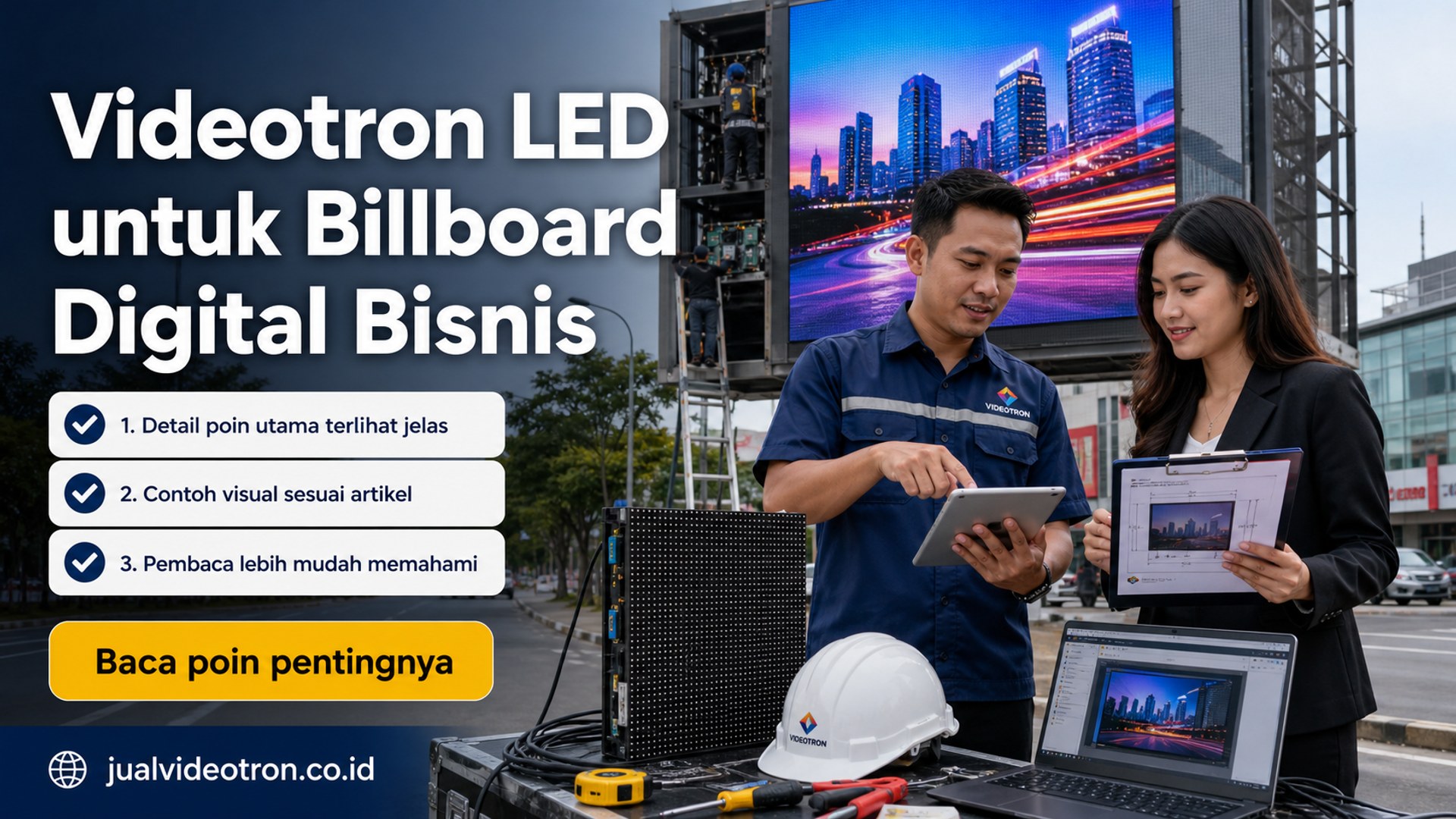 Ilustrasi Videotron LED untuk Billboard Digital Bisnis