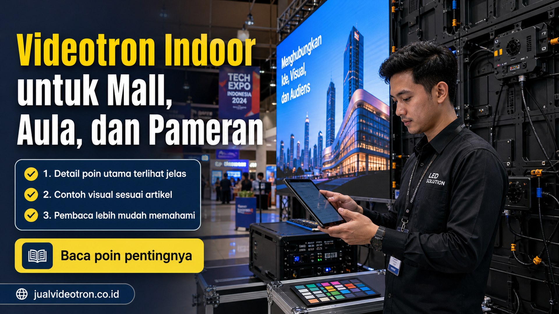 Ilustrasi Videotron Indoor untuk Mall, Aula, dan Pameran