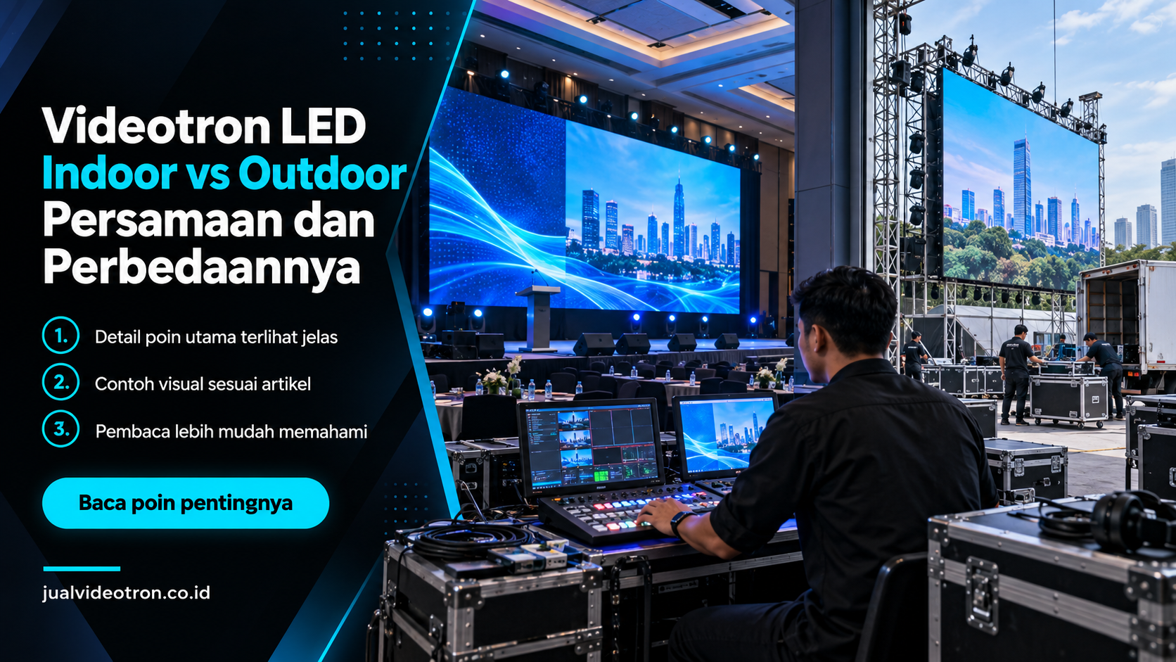Ilustrasi Videotron LED Indoor vs Outdoor Persamaan dan Perbedaannya