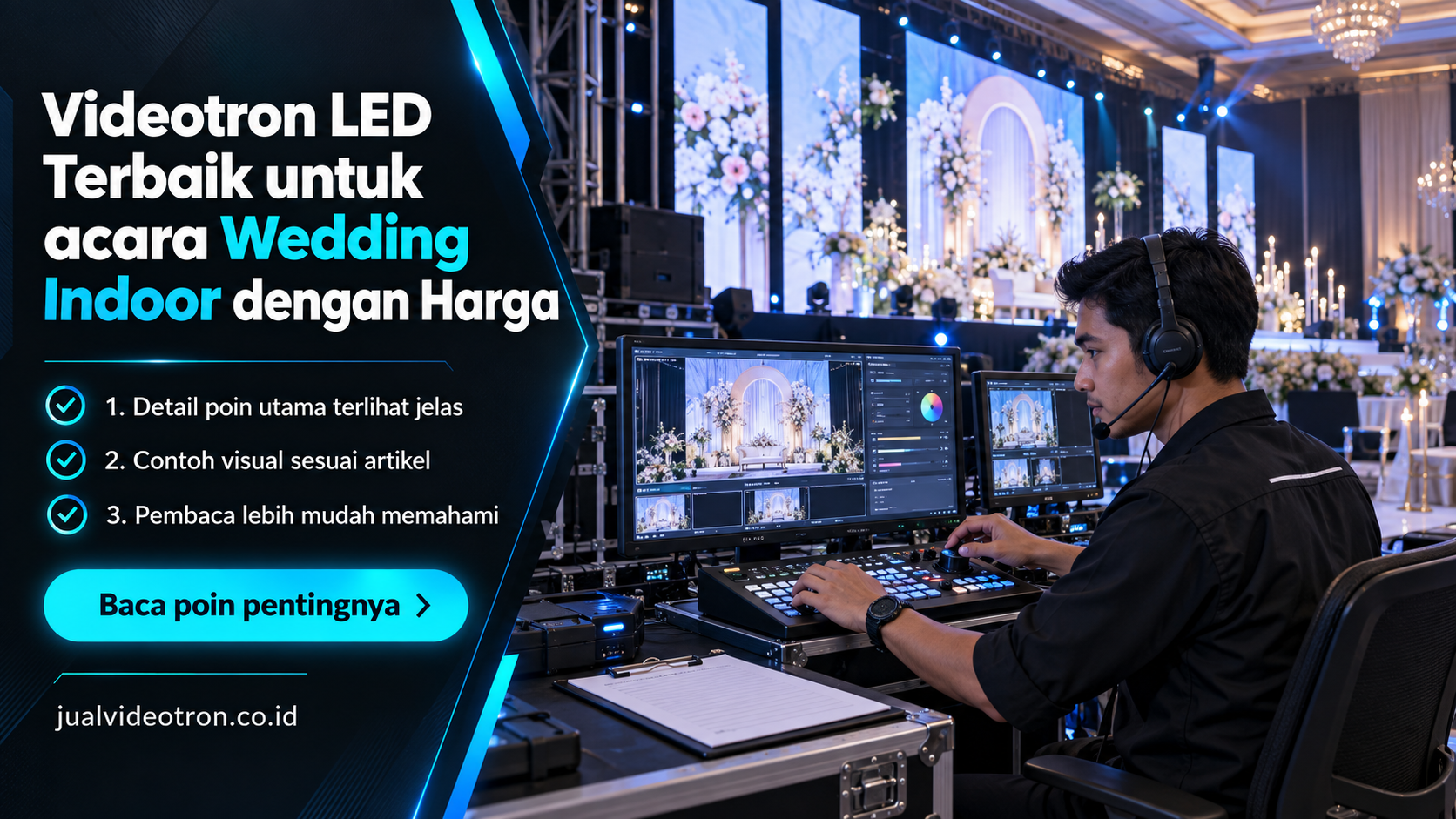 Ilustrasi Videotron LED Terbaik untuk acara Wedding Indoor dengan Harga