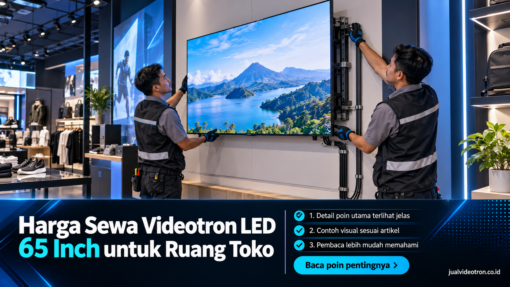 Ilustrasi Harga Sewa Videotron LED 65 Inch untuk Ruang Toko