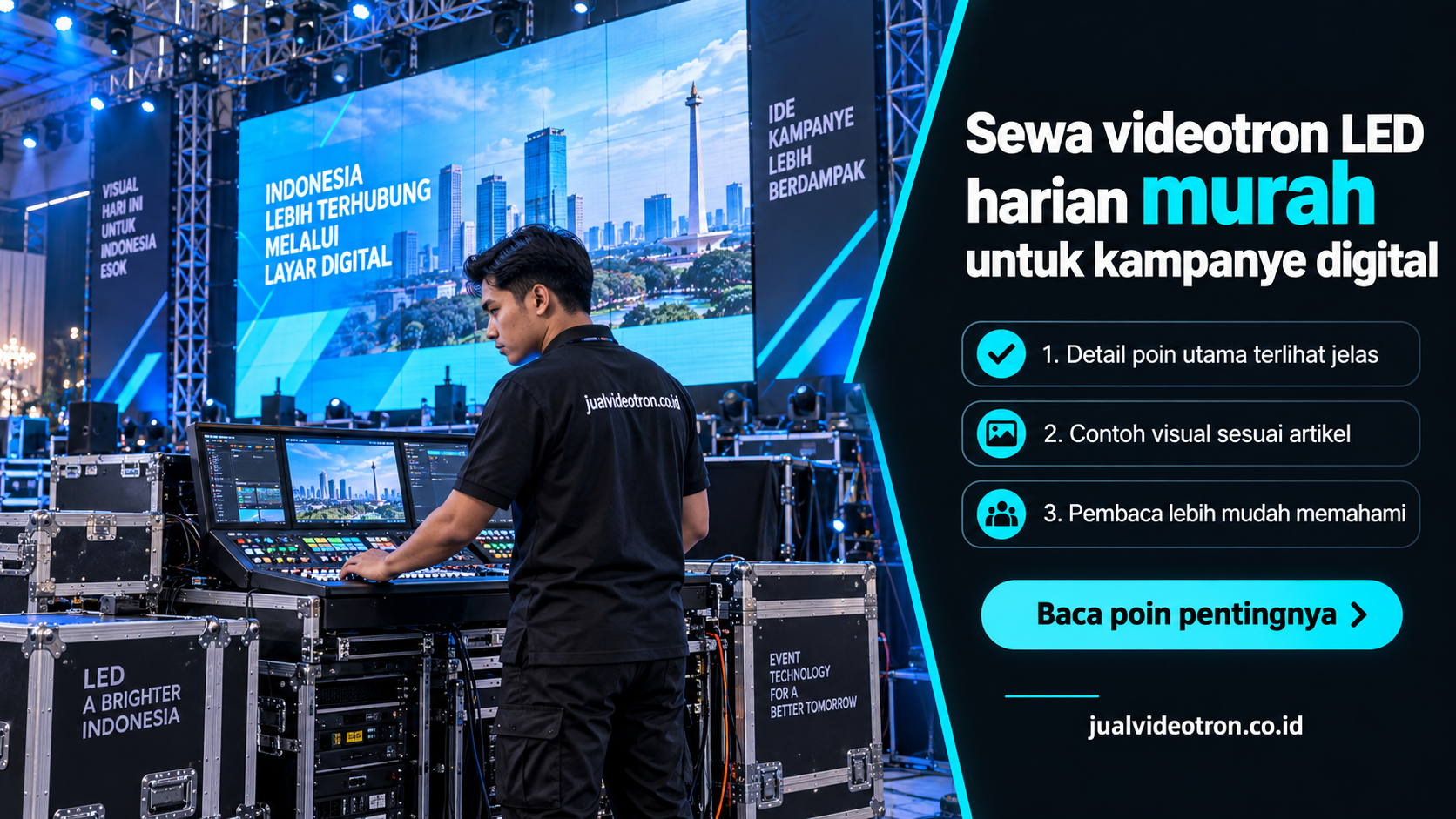 Ilustrasi Sewa videotron LED harian murah untuk kampanye digital