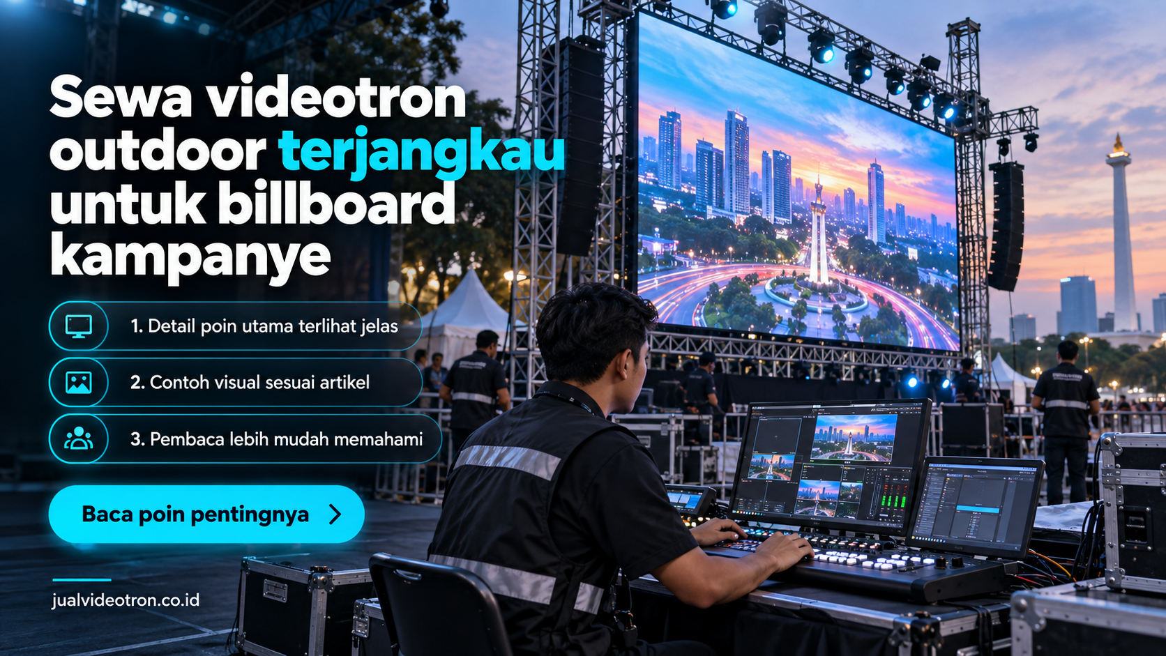 Ilustrasi Sewa videotron outdoor terjangkau untuk billboard kampanye