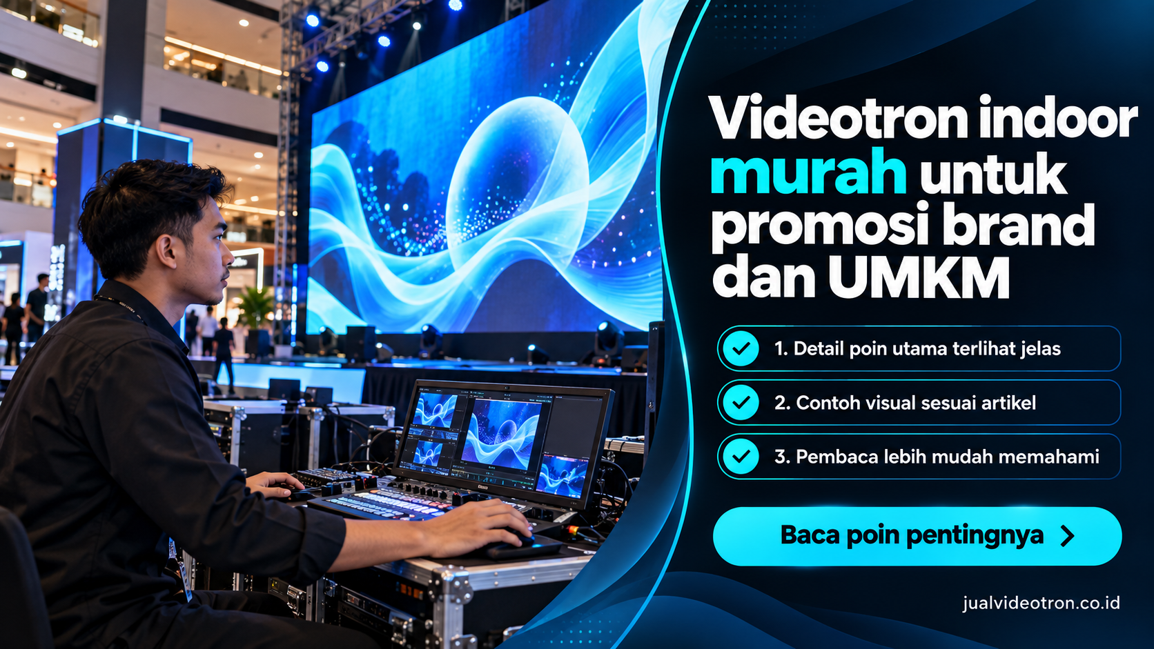 Ilustrasi Videotron indoor murah untuk promosi brand dan UMKM