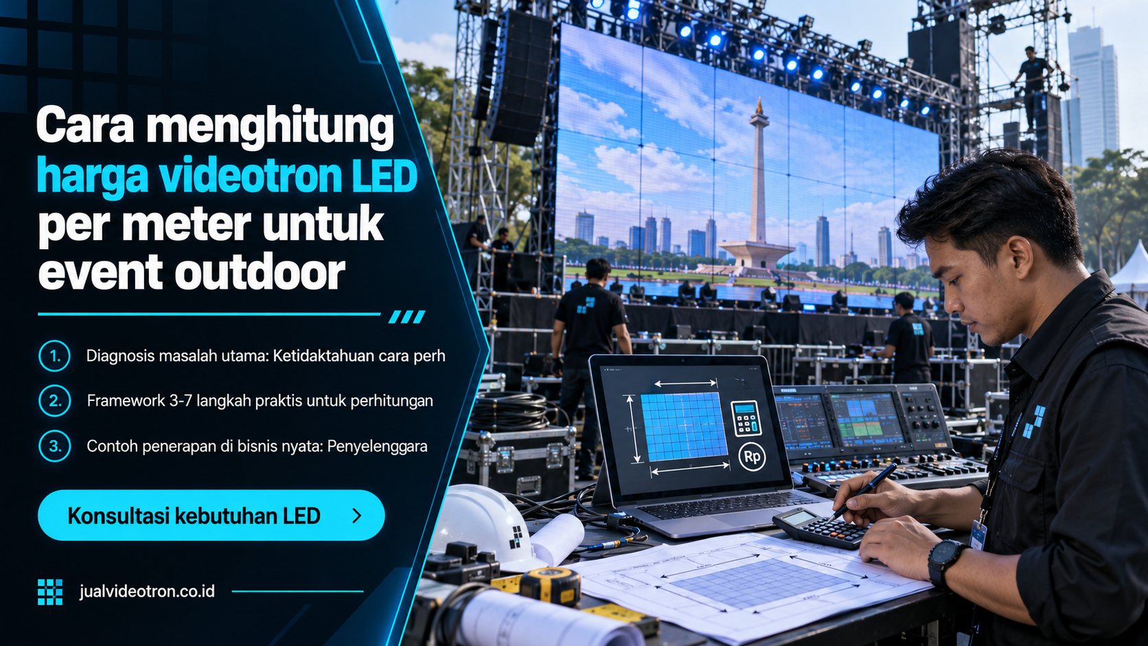 Cara menghitung harga videotron LED per meter untuk event outdoor