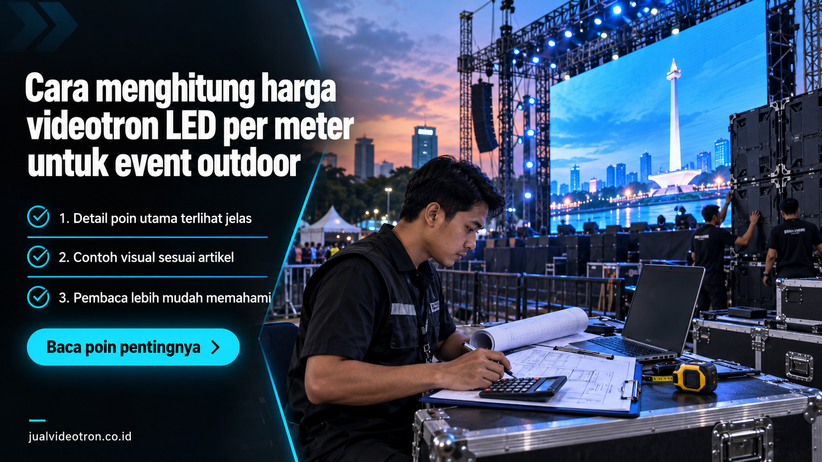 Ilustrasi Cara menghitung harga videotron LED per meter untuk event outdoor