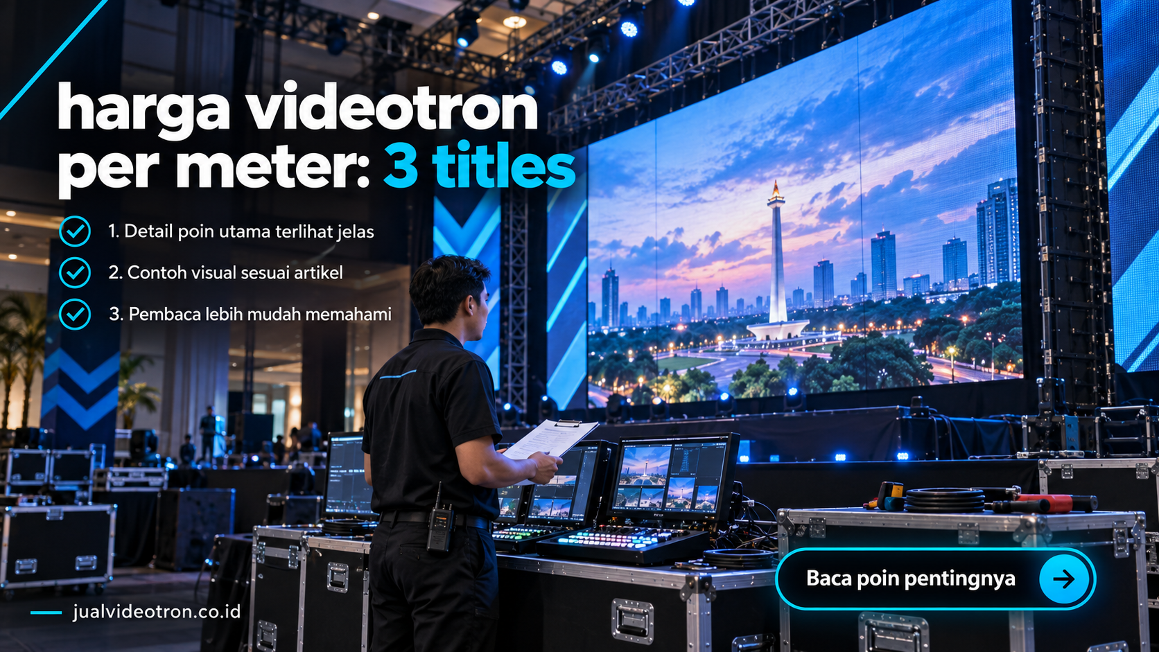 Ilustrasi harga videotron per meter: 3 titles