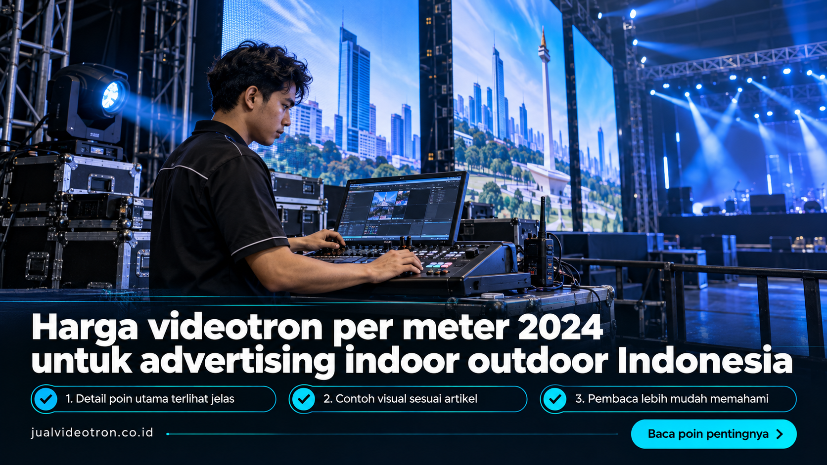 Ilustrasi Harga videotron per meter 2024 untuk advertising indoor outdoor Indonesia