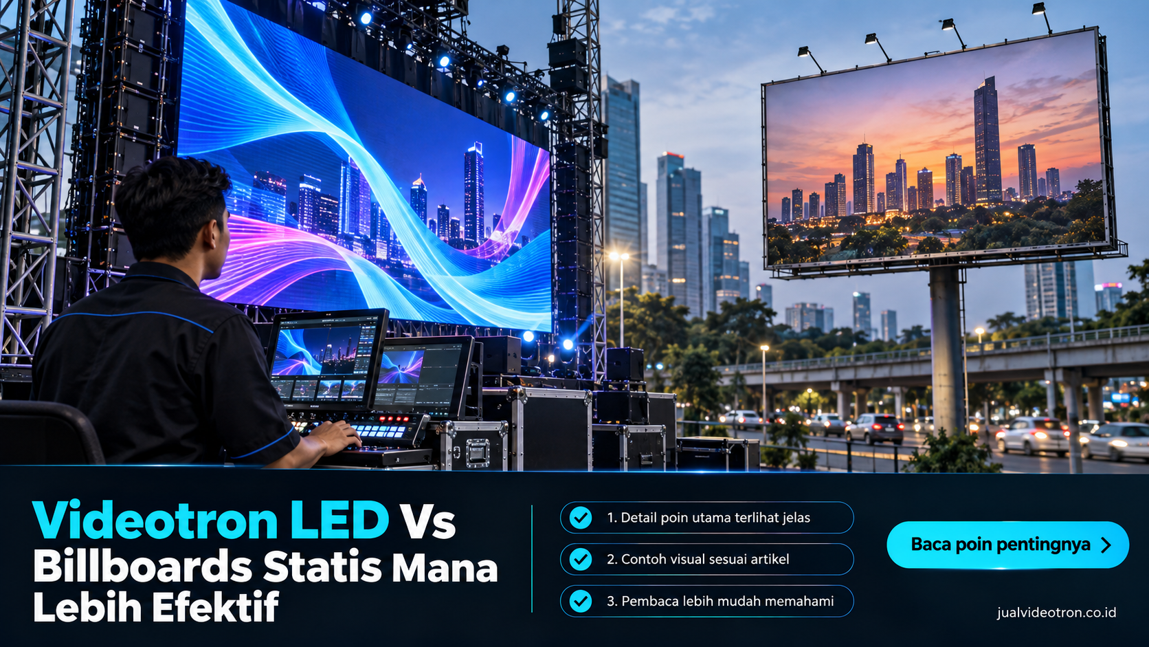 Ilustrasi Videotron LED Vs Billboards Statis Mana Lebih Efektif